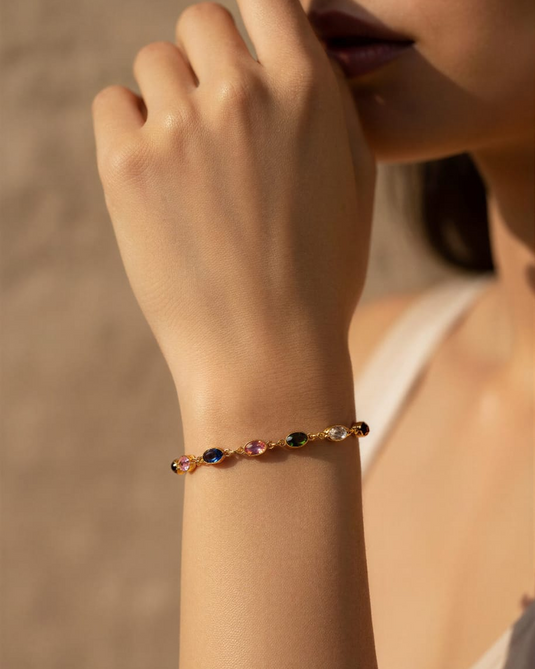 Multicolor Gemstone Charm Bracelet-SG440001