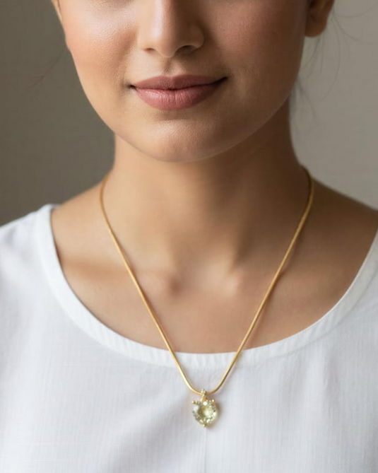 Gold-Plated Heart Pendant Necklace-SG330022