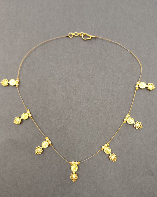 Lakshmi Coin Floral Hanging Invisible Necklace-SG220001