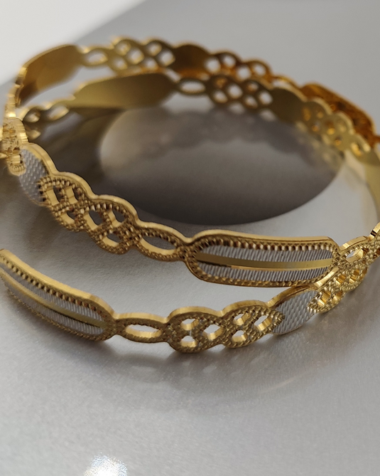 Dual-Tone Designer Cutwork Bangles-SG550006