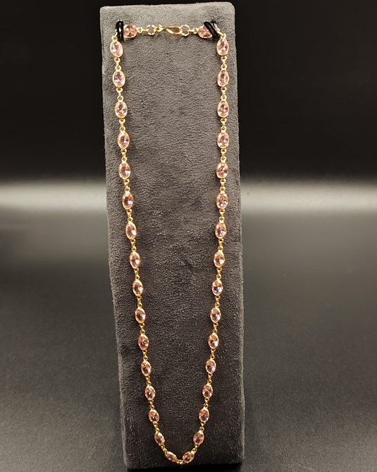 Semi-Precious Pink Stone Necklace Chain-SG330013