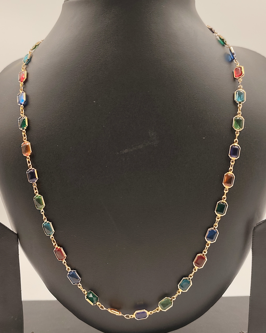 Gold-Plated Multi–Semi-Precious Stone Necklace-SG330021