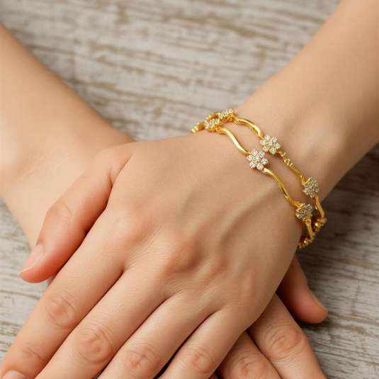 Wavy Floral Stone Bangles-SG550002