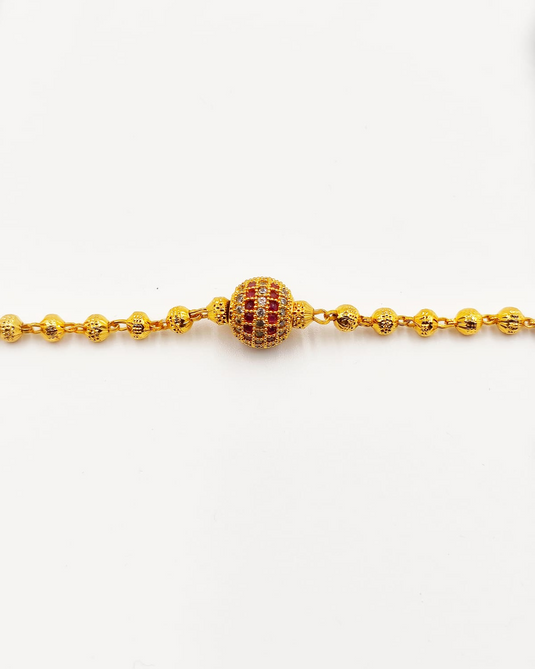 White and Maroon Stone Bead Bracelet-SG440011