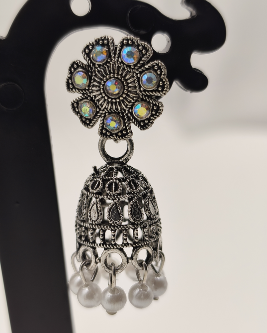 SMALL SILVER SHADE AND RAINBOW STONE AND BEADS-RC330008