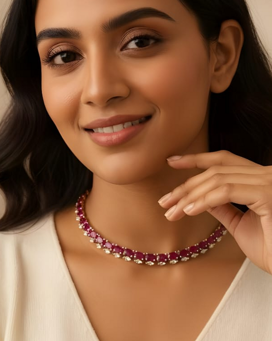 Pink Sparkle AD Stone Necklace-SG2200015