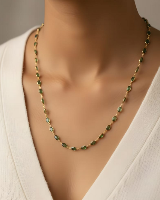Green Semi-Precious Stone chain -SG330012