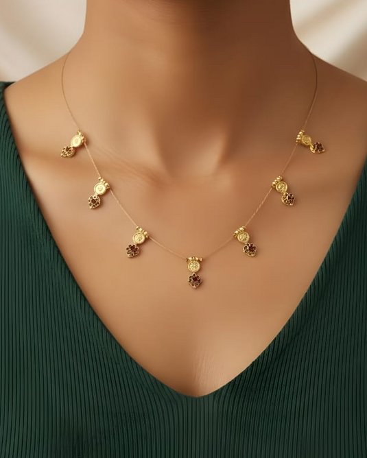 Lakshmi Coin Floral Hanging Invisible Necklace-SG220001