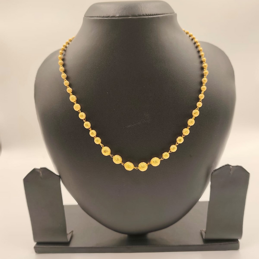 Elegant Gold-Plated Textured Bead Necklace Chain-SG330002