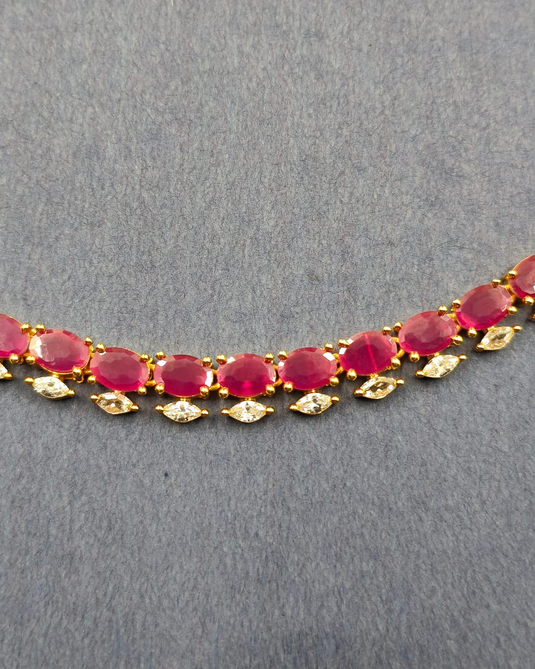 Pink Sparkle AD Stone Necklace-SG2200015