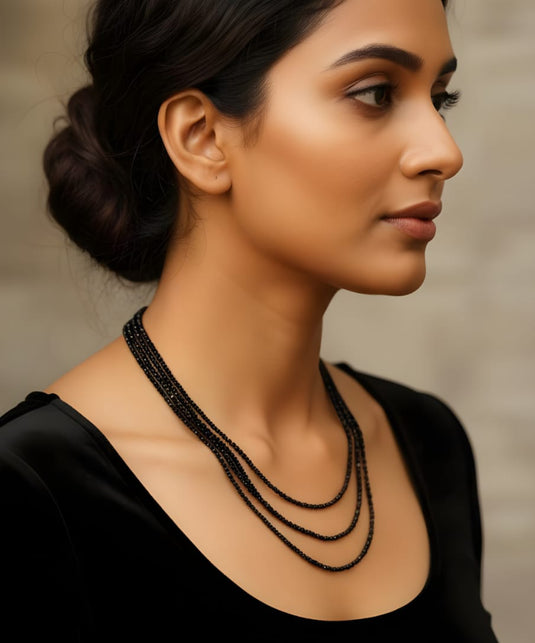 Black Crystal Beads Necklace-SG220003