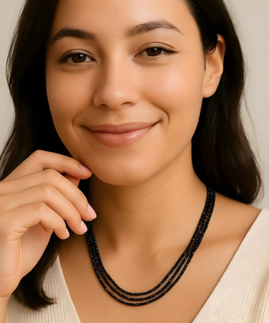 Black Crystal Beads Necklace-SG220003