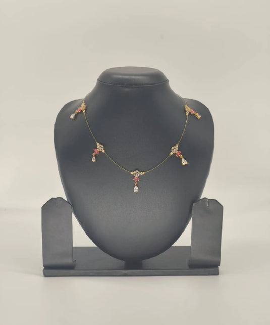 Floral Stone Drop Invisible Necklace RUBY-SG220002