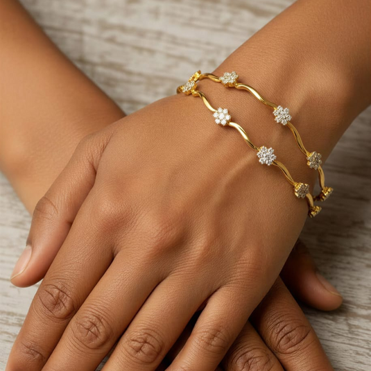 Wavy Floral Stone Bangles-SG550002