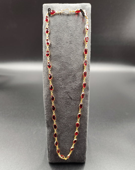Gold-Plated Semi-Precious  Red Necklace Chain-SG330006