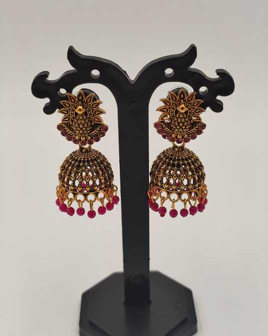 Jhumka Earrings with Beads-RC330003