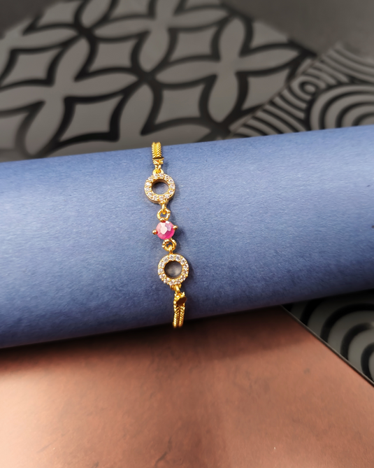 Ruby Circle Charm Bracelet-SG440009