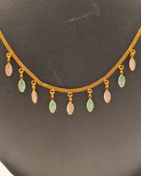 Multi–Semi-Precious Drop Pendant Necklace-SG330016
