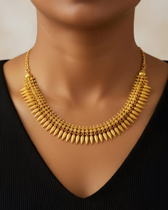 Royal Spike Design Gold Covering Necklace-SG220005