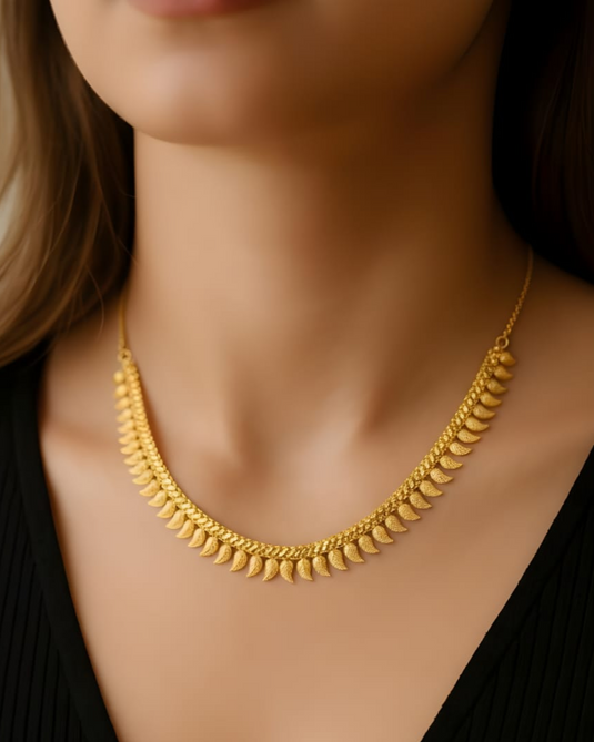 Traditional Leaf Design Gold Covering Necklace-SG2200013