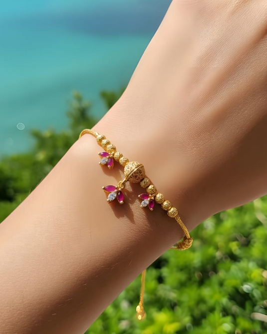 Ruby Floral Charm Bracelet-SG440007