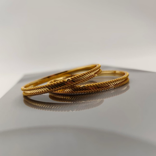 Twisted Rope Design Gold Bangles-SG550004