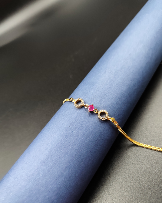 Ruby Circle Charm Bracelet-SG440009