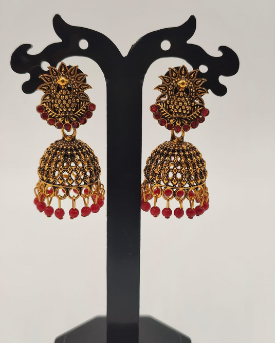 Jhumka Earrings with Beads-RC330003