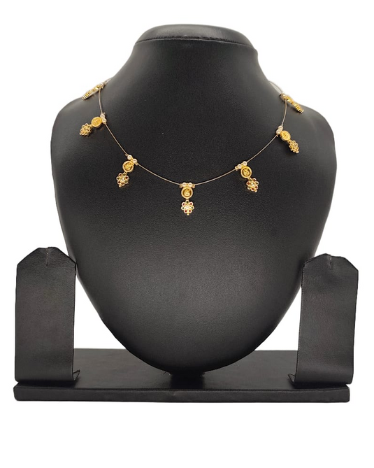 Lakshmi Coin Floral Hanging Invisible Necklace-SG220001