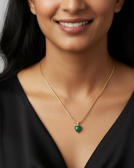 Gold-Plated Heart Pendant Necklace-SG330022