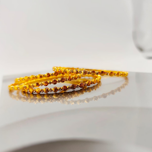 Elegant Gold Finish Textured Bangles-SG550001