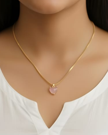 Gold-Plated Heart Pendant Necklace-SG330022