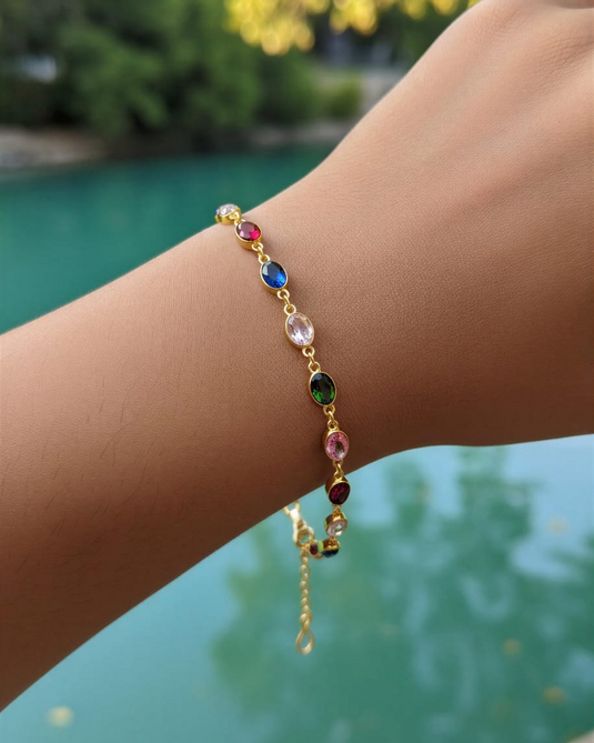 Multicolor Gemstone Charm Bracelet-SG440001