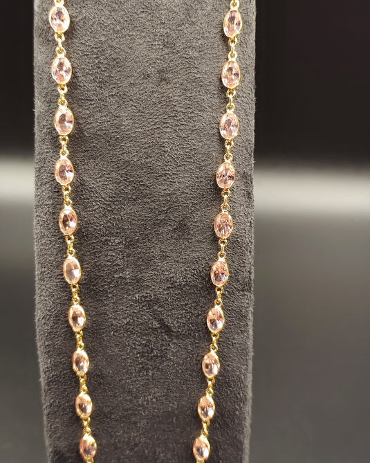 Semi-Precious Pink Stone Necklace Chain-SG330013