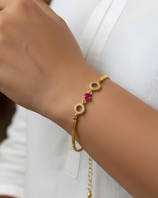 Ruby Circle Charm Bracelet-SG440009