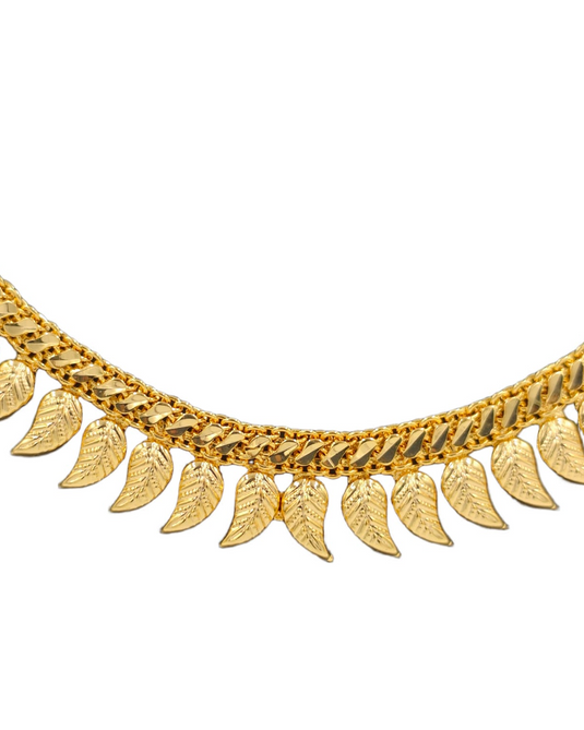 Traditional Leaf Design Gold Covering Necklace-SG2200013