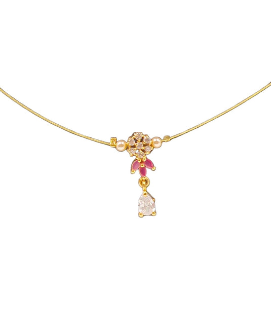 Floral Stone Drop Invisible Necklace RUBY-SG220002