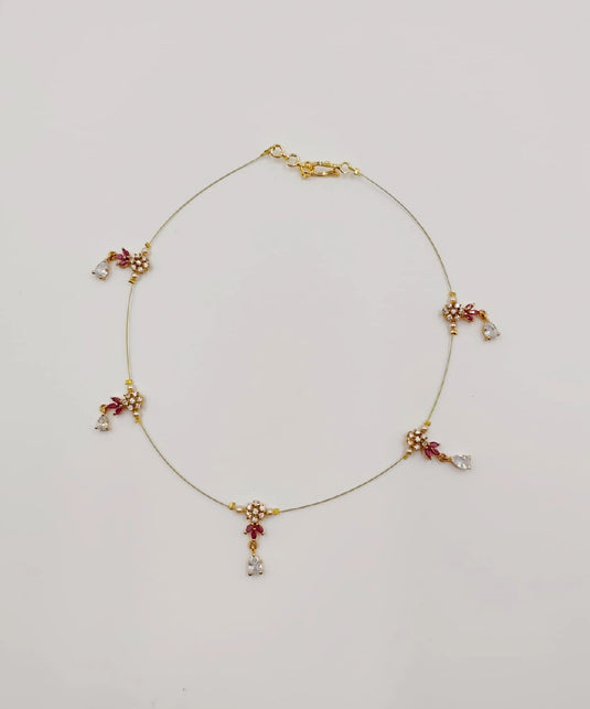 Floral Stone Drop Invisible Necklace RUBY-SG220002