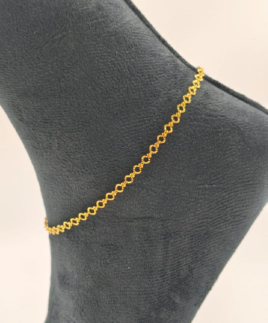 Heart Design Black Bead Anklet